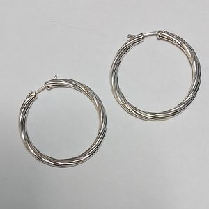 Vintage 925 Sterling Twisty Hoops w Snap Closure
